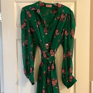 KITRI Green and Pink Floral Dress